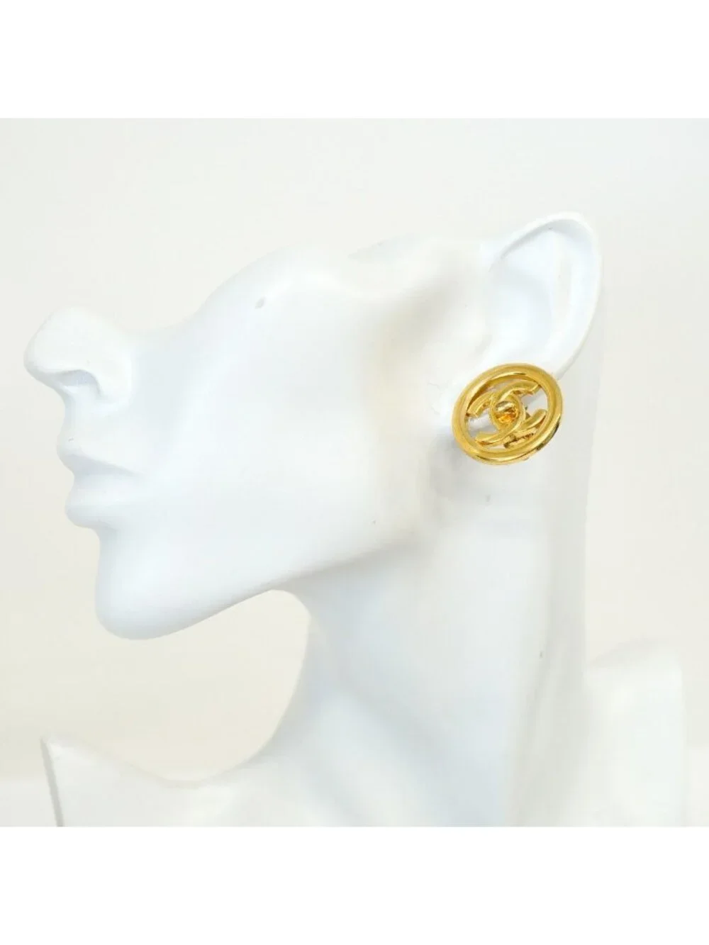 Chanel Earrings Vintage CC Logo Turnlock Round